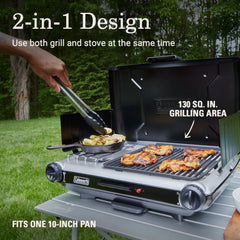 Classic 2-in-1 Camping Grill/Stove, Black