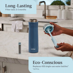 Contigo® Wells Chill Stainless Steel Filter Water Bottle with AUTOSPOUT® Straw Lid and Replacement Filter, 24 Oz.