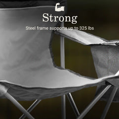 Camping Chair with Built-In 4-Can Cooler, Gray
